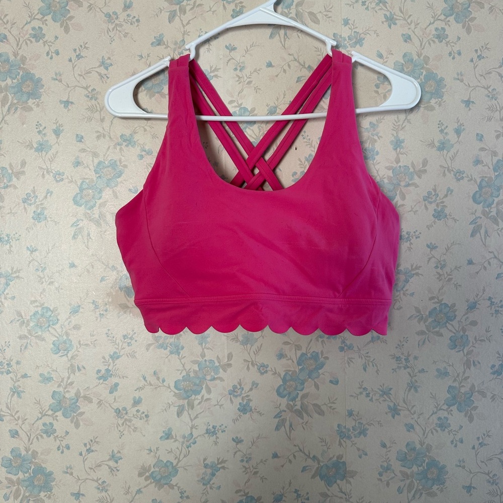 Buff Bunny Women's Pink Scalloped Sports Bra Size XL